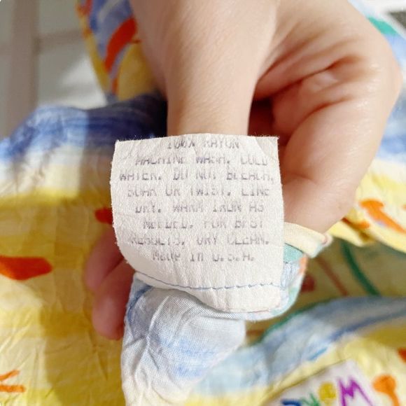 Sz 9 Vintage Dance Man Button Front Dress Hawaiian Jams World Crushed Rayon - Picture 10 of 10